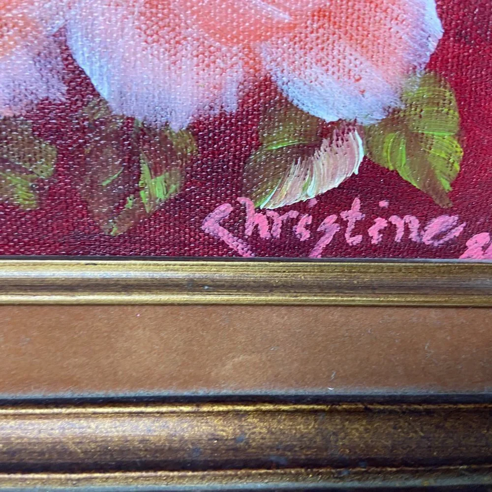 Vintage Original  Painting  Artist Wooden Frame Gold Patina